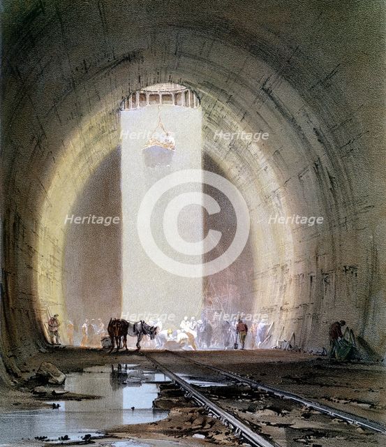 Construction of the Kilsby Tunnel on the London & Birmingham Railway, 8 July 1839. Creator: John Cooke Bourne.