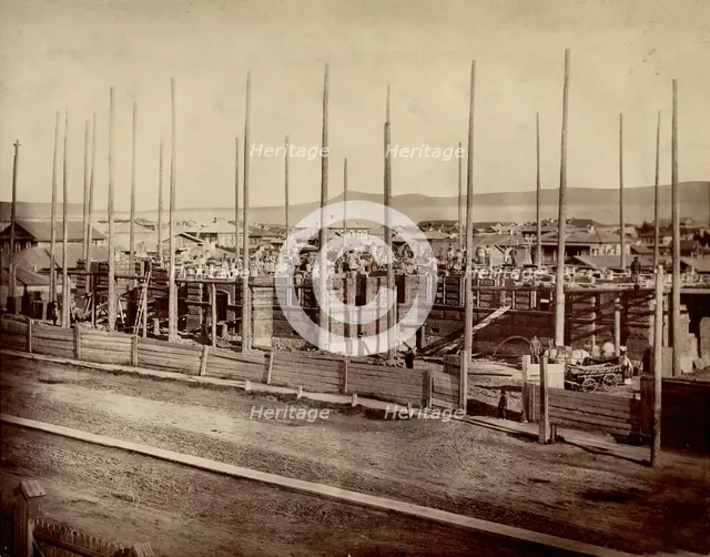 Construction of the Krasnoyarsk Women's Gymnasium, 1883. Creator: AK Keppel.