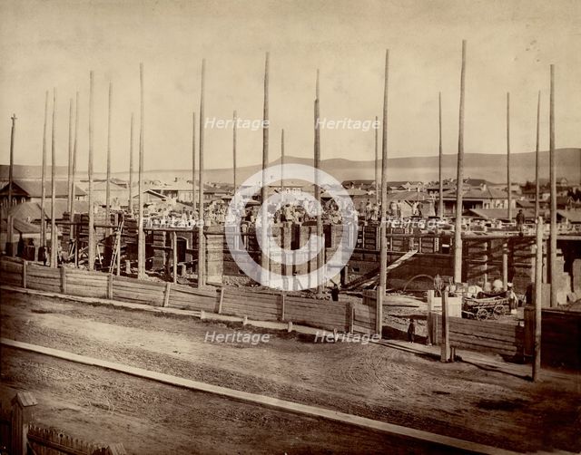 Construction of the Krasnoyarsk Women's Gymnasium, 1883. Creator: AK Keppel.