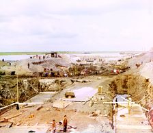Construction of the lock, Kuzminskoe, 1912. Creator: Sergey Mikhaylovich Prokudin-Gorsky