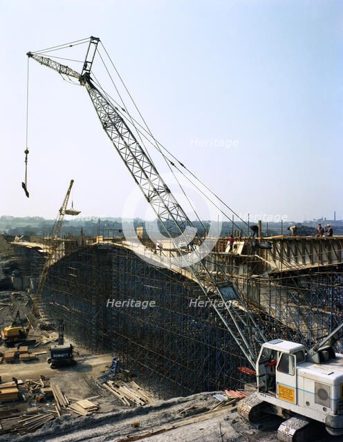 Construction of the Needle Eye Bridge over the M1 at Barnsley, South Yorkshire, 1963. Artist: Michael Walters