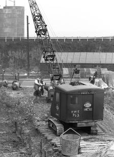 Construction of the reservoir, Manvers Main Colliery, Wath upon Dearne, South Yorkshire, 1955. Creator: Michael Walters