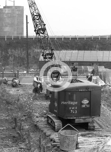 Construction of the reservoir, Manvers Main Colliery, Wath upon Dearne, South Yorkshire, 1955. Creator: Michael Walters.