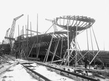 Construction of the SS Torild first ship built at the Landskrona Shipyard, Sweden, 1918