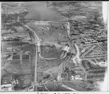 Construction of William Girling Reservoir, Edmonton, London, 1936. Creator: Aerofilms