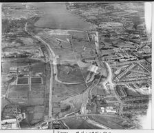 Construction of William Girling Reservoir, Edmonton, London, 1936. Creator: Aerofilms