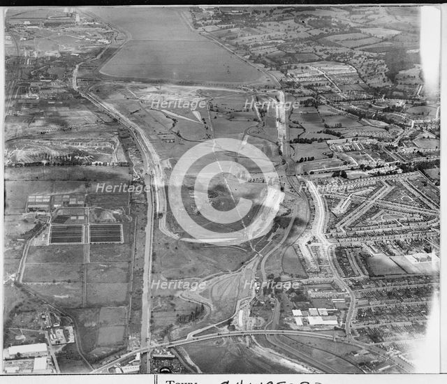Construction of William Girling Reservoir, Edmonton, London, 1936. Creator: Aerofilms.