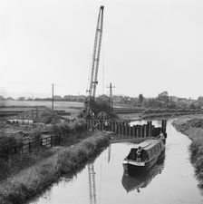 Construction across a canal on the route of the Barlaston pipeline, Staffordshire, 10/06/1970. Creator: John Laing plc
