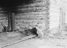 Construction detail of tobacco barn showing method of firing, 1939. Creator: Dorothea Lange