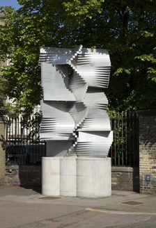 Construction in Aluminium sculpture by Kenneth Martin, Cambridge, Cambridgeshire, 2015. Artists: Patricia Payne, Kenneth Martin