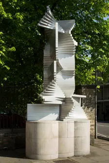 Construction in Aluminium sculpture by Kenneth Martin, Cambridge, Cambridgeshire, 2015. Artists: Patricia Payne, Kenneth Martin