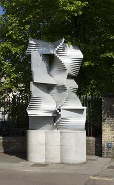 Construction in Aluminium sculpture by Kenneth Martin, Cambridge, Cambridgeshire, 2015. Artists: Patricia Payne, Kenneth Martin