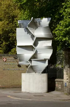 Construction in Aluminium sculpture by Kenneth Martin, Cambridge, Cambridgeshire, 2015. Artists: Patricia Payne, Kenneth Martin