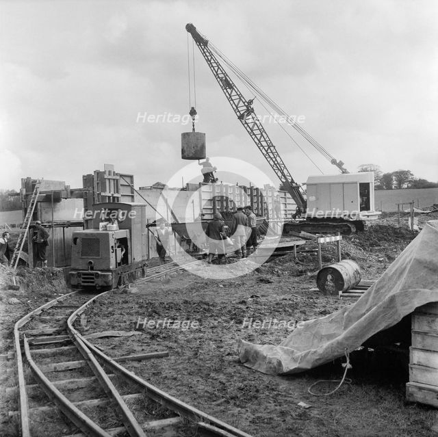 Construction probably on Section B of Birmingham to Preston Motorway (M6), Staffs, 21/04/1961 Creator: John Laing plc.