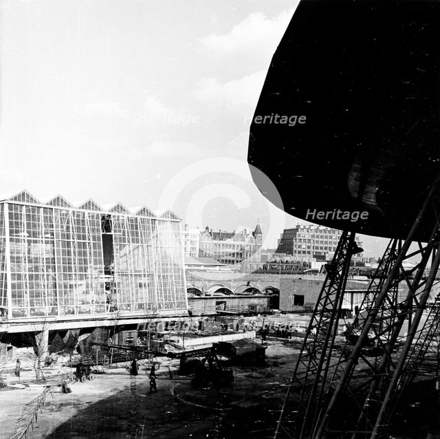 Construction site, South Bank, London, 1951. Creator: Henry Grant.