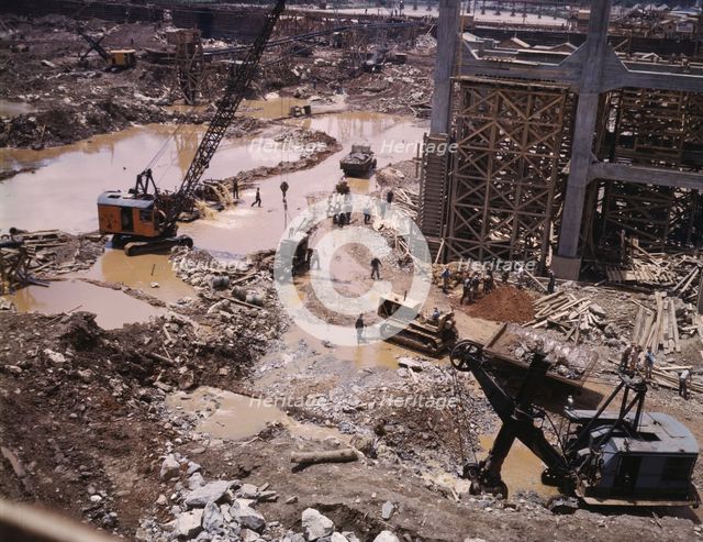 Construction work at the TVA's Douglas Dam, Tenn., 1942. Creator: Alfred T Palmer.