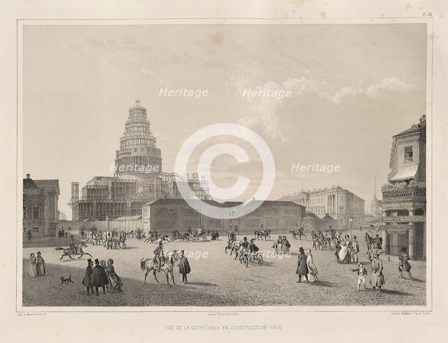 Construction work in 1838 (From: The Construction of the Saint Isaac's Cathedral), 1845. Artist: Montferrand, Auguste, de (1786-1858)