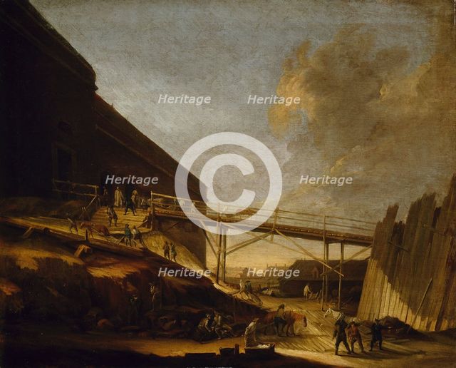 Construction Work in Suomenlinna, the Bastion Höpken on Susisaari, 1760-1765. Creator: Augustin Ehrensvard.