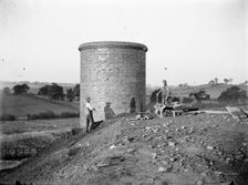 Construction workers near a ventilation chimney at Charwelton, Northamptonshire, c1873-c1923. Artist: Alfred Newton & Sons