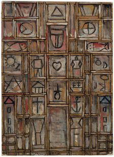 Constructive (Constructive with double lines in umber), 1932. Creator: Torres-García, Joaquín (1874-1949)