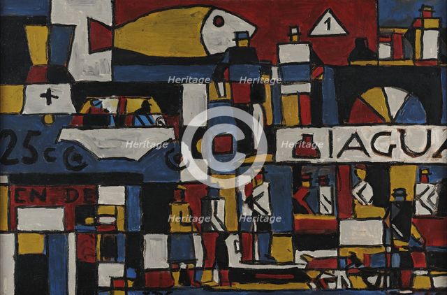 Constructive with Street and Fish, 1946. Creator: Torres-García, Joaquín (1874-1949).