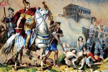 Conquest and destruction of Jerusalem after a long siege by the Roman legions under Titus, in 70