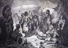 Conquest of America, last moments of the Spanish conqueror Pedro de Valdivia (1497 - 1553) after …