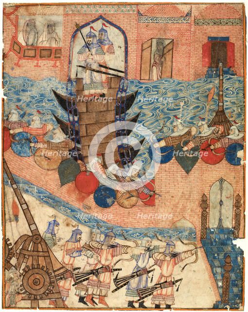 Conquest of Baghdad by the Mongols on 1258. From Jami' al-tawarikh , First third of the 14th cen.. Creator: Anonymous ().