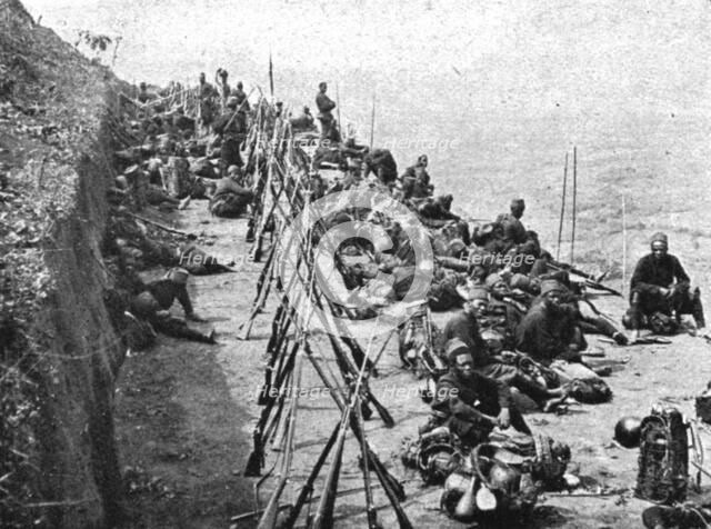 Conquest of German East Africa; Halt of a company during the march on Mahenge, 1917. Creator: Unknown.