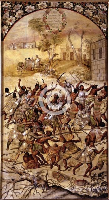 Conquest of Mexico, arrest of Cortés, 17th century. Creator: González, Miguel (17th century) .