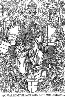 Conrad Celtes Presenting His Book Quatuor Libri Amorum to Maximilian I 1502 (1906). Artist: Albrecht Durer