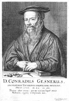 Conrad Gesner, 16th century Swiss physician and naturalist, 1662. Creator: Conrad Meyer