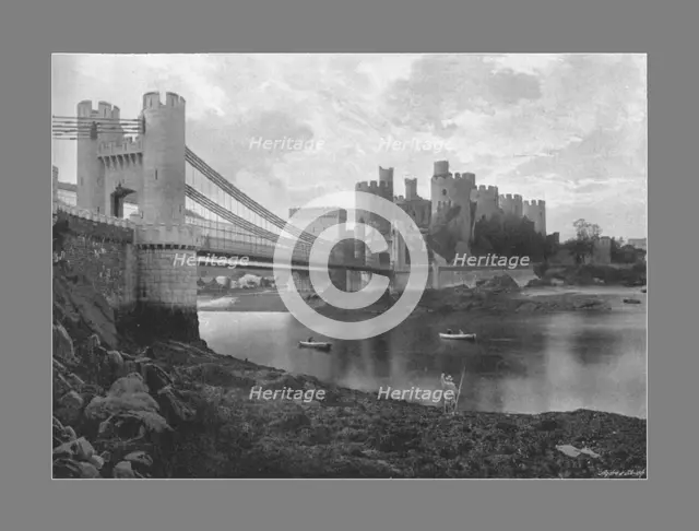 Conway Castle and Bridges, c1900. Artist: Catherall & Pritchard.