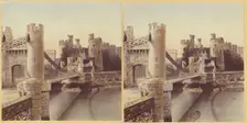 Conway Castle, and Suspension Bridge., about 1865. Creator: Unknown