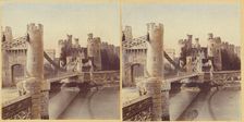 Conway Castle, and Suspension Bridge., about 1865. Creator: Unknown