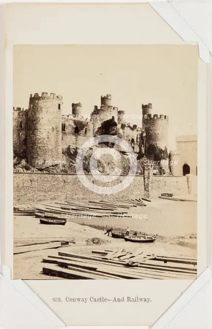 Conway Castle and Railway, mid-late 19th century. Creator: Francis Bedford.
