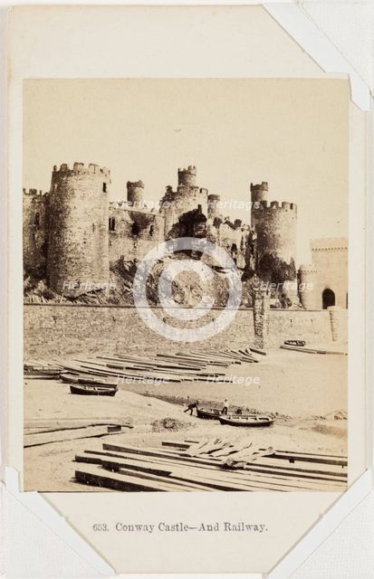 Conway Castle and Railway, mid-late 19th century. Creator: Francis Bedford.