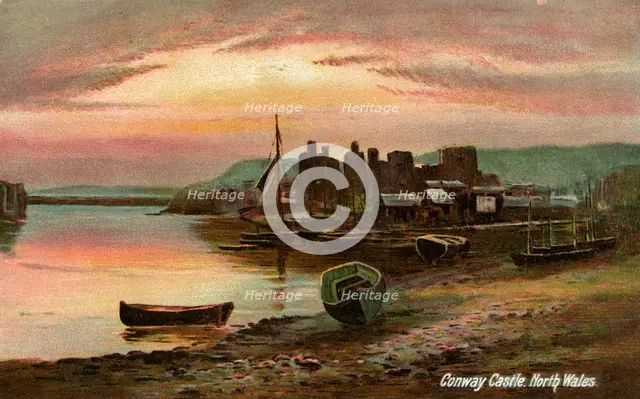 Conway Castle, Caernarvonshire, North Wales, late 19th or early 20th century.Artist: Langsdorff and Co