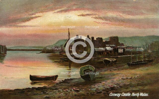 Conway Castle, Caernarvonshire, North Wales, late 19th or early 20th century.Artist: Langsdorff and Co