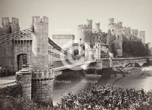 Conway Castle & Suspension Bridge From The Island (687), Printed c.1860. Creator: Francis Bedford.
