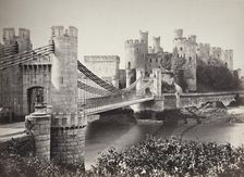 Conway Castle & Suspension Bridge From The Island (687), Printed c.1860. Creator: Francis Bedford