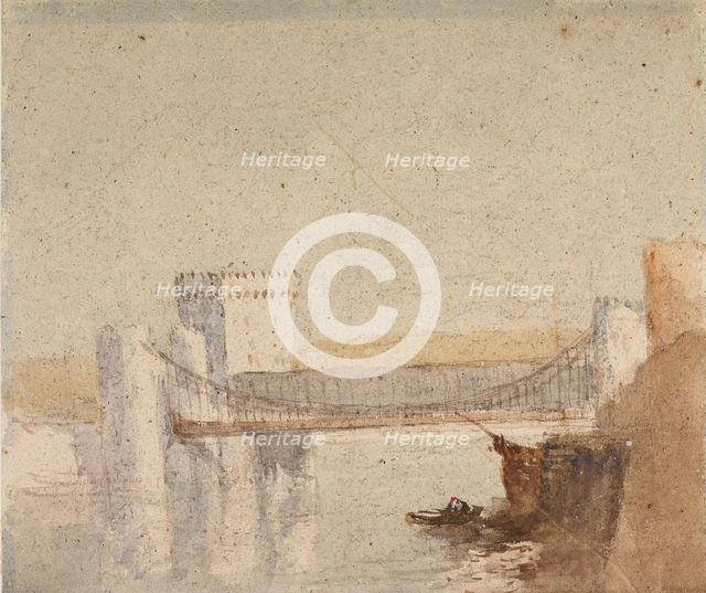 Conway Suspension Bridge, 1830-45. Creator: David Cox the Elder.