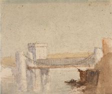 Conway Suspension Bridge, 1830-45. Creator: David Cox the Elder