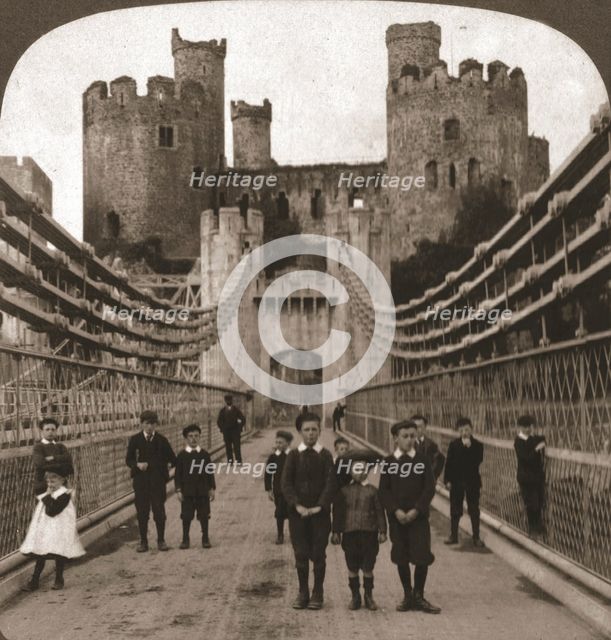 'Conway, Wales, Mediaeval Castle and Bridge', 1901. Creator: Works and Sun Sculpture Studios.