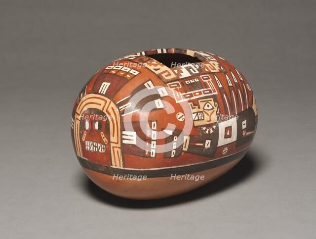 Container with Deity Head and Winged Attendants, 600-1000. Creator: Unknown.