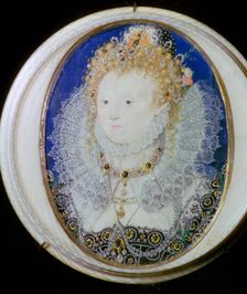 Contemporary miniature portrait of Elizabeth I of England. Artist: Nicholas Hilliard