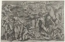 Contest Between Neptune and Athena, 1540-45. Creator: Antonio Fantuzzi