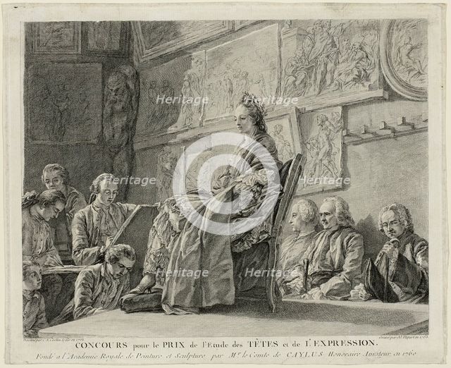 Contest for the Prize for the Study of Heads and Expression, 1763, based on a drawing from 1761. Creator: Jean Jacques Flipart.