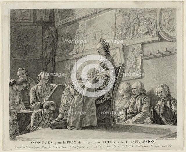 Contest for the Prize for the Study of Heads and Expression, 1763, based on a drawing from 1761. Creator: Jean Jacques Flipart.