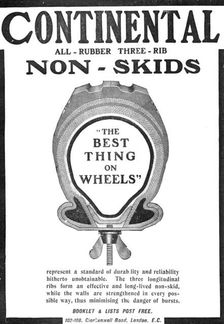 Continental all-rubber three-rib non-skids: "the Best Thing on Wheels", 1909. Creator: Unknown